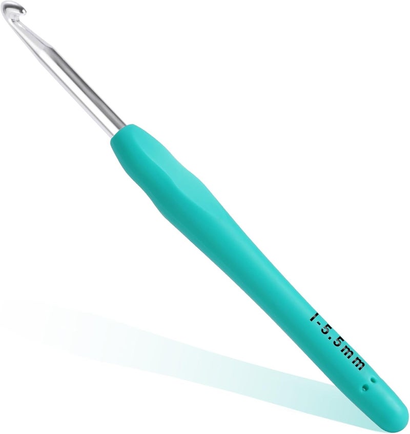 Gerute 5.5mm Crochet Hook, Ergonomic Crochet Hook, Smooth and Extra Long Knitting Needles, with Soft Rubber Ergonomic Handle and Aluminum Tip, Perfect Beginner and Arthritic Crochet Hooks (5.5 mm) - Image 1